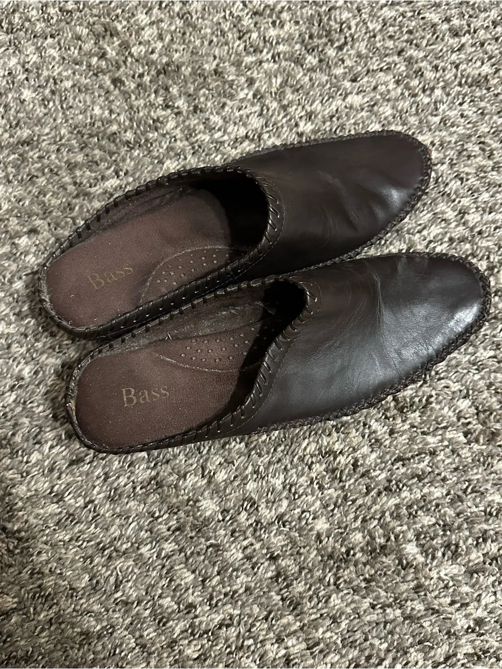 Bass Brown Leather Slip-On Heeled Mule